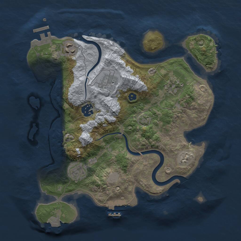 Rust Map: Procedural Map, Size: 3000, Seed: 1000262675, 9 Monuments