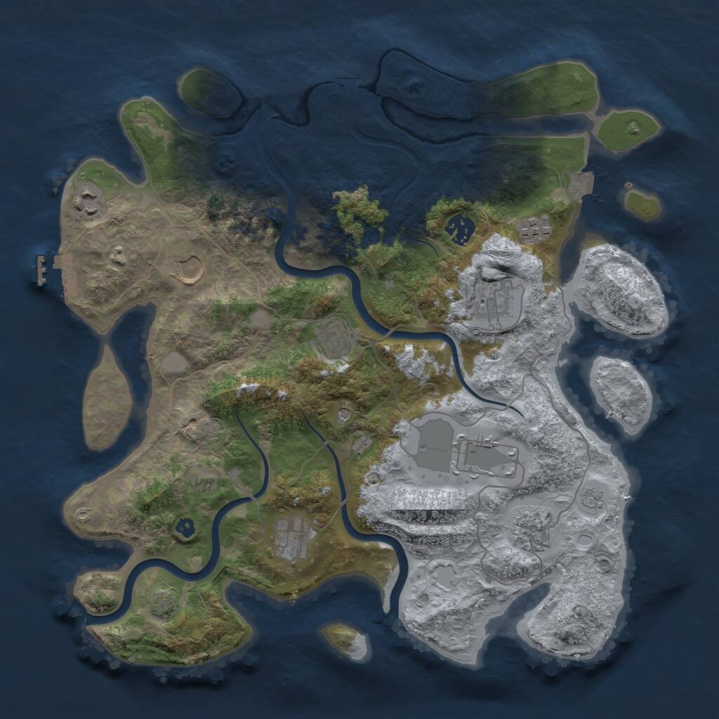 Rust Map: Procedural Map, Size: 3750, Seed: 154483647, 14 Monuments