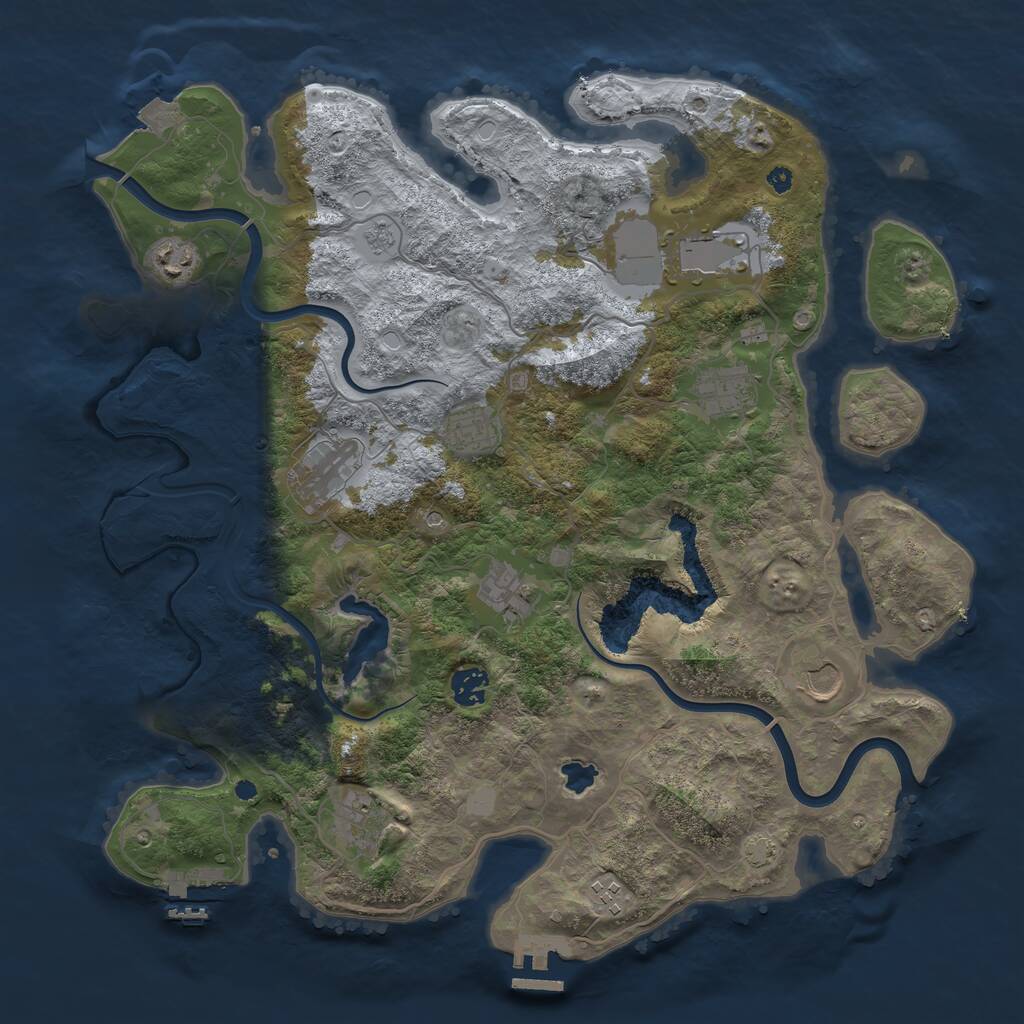 Rust Map: Procedural Map, Size: 4000, Seed: 1751276723, 16 Monuments