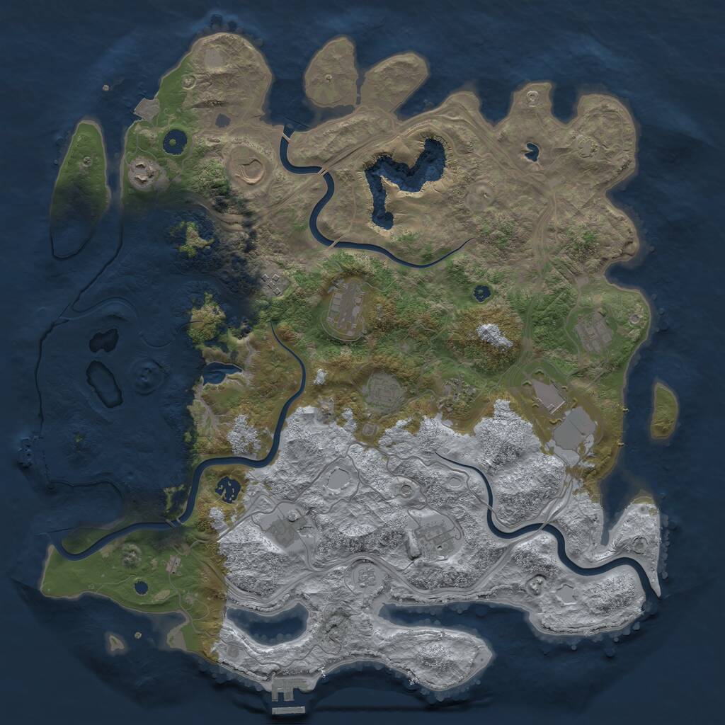Rust Map: Procedural Map, Size: 4450, Seed: 1826666287, 17 Monuments