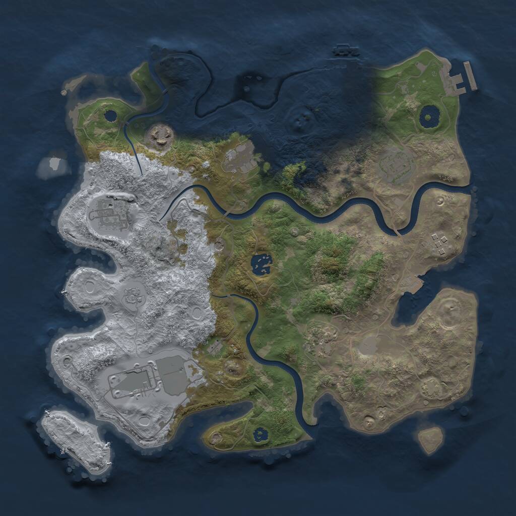 Rust Map: Procedural Map, Size: 3500, Seed: 1084001629, 14 Monuments