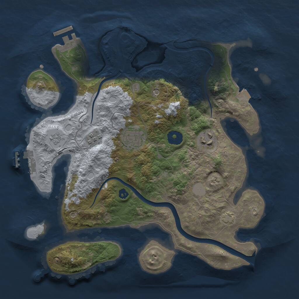 Rust Map: Procedural Map, Size: 3000, Seed: 50357, 9 Monuments