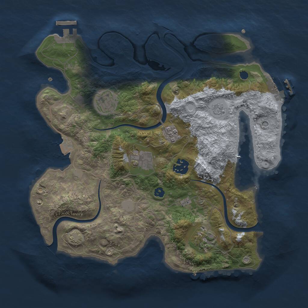 Rust Map: Procedural Map, Size: 3000, Seed: 2143170859, 11 Monuments