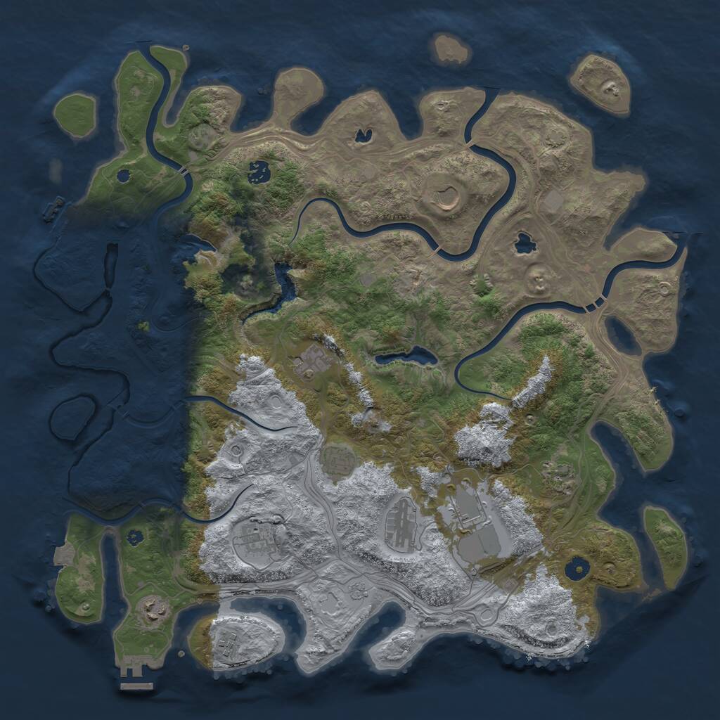 Rust Map: Procedural Map, Size: 4500, Seed: 683009743, 16 Monuments