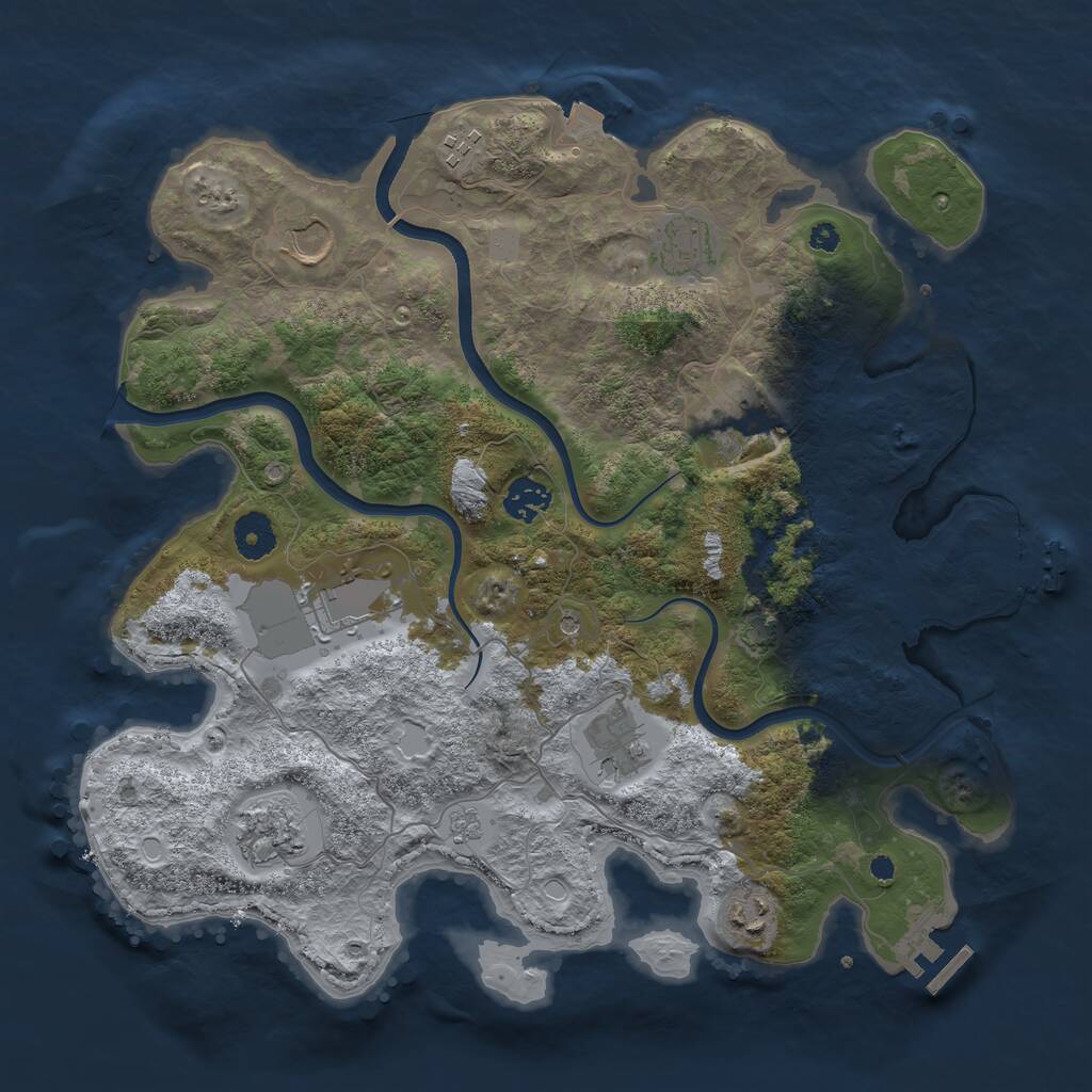 Rust Map: Procedural Map, Size: 3700, Seed: 55525, 15 Monuments