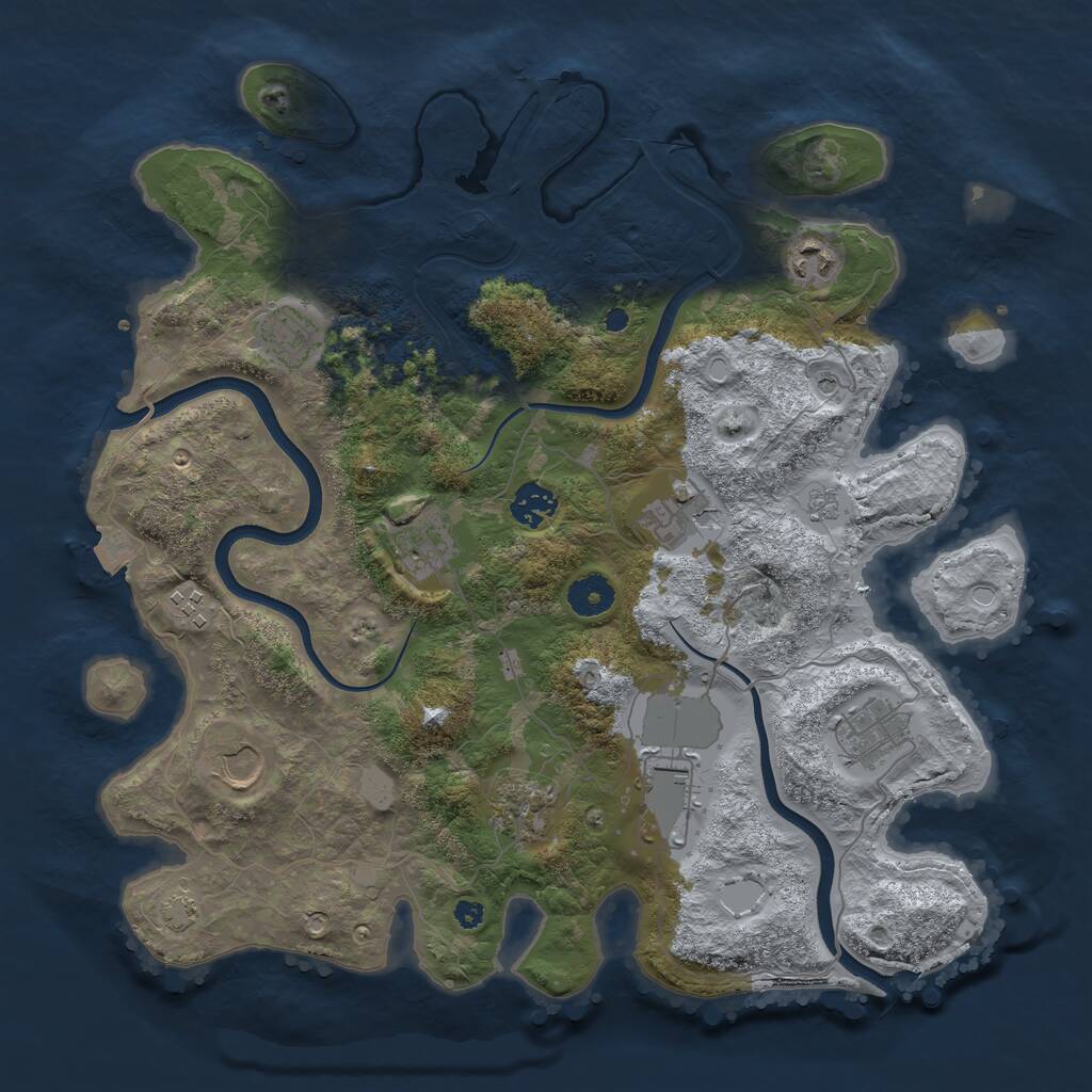 Rust Map: Procedural Map, Size: 3750, Seed: 965524612, 14 Monuments