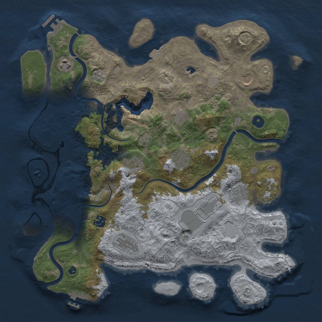 Rust Map: Procedural Map, Size: 4050, Seed: 572301500, 16 Monuments
