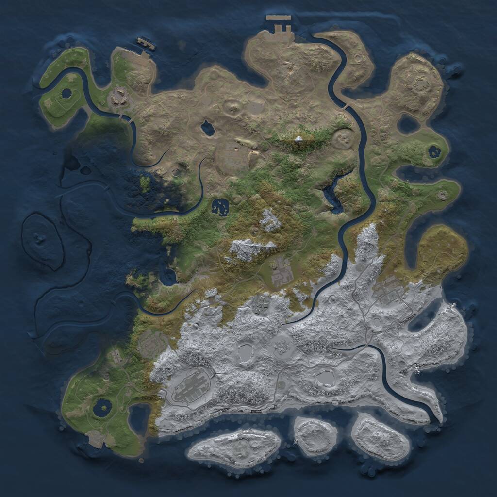Rust Map: Procedural Map, Size: 4050, Seed: 1782761079, 14 Monuments