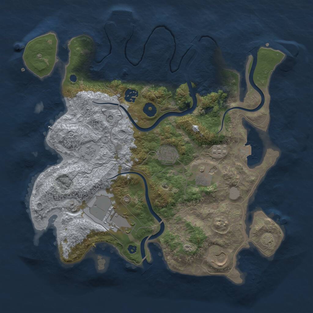 Rust Map: Procedural Map, Size: 3500, Seed: 1928608447, 11 Monuments