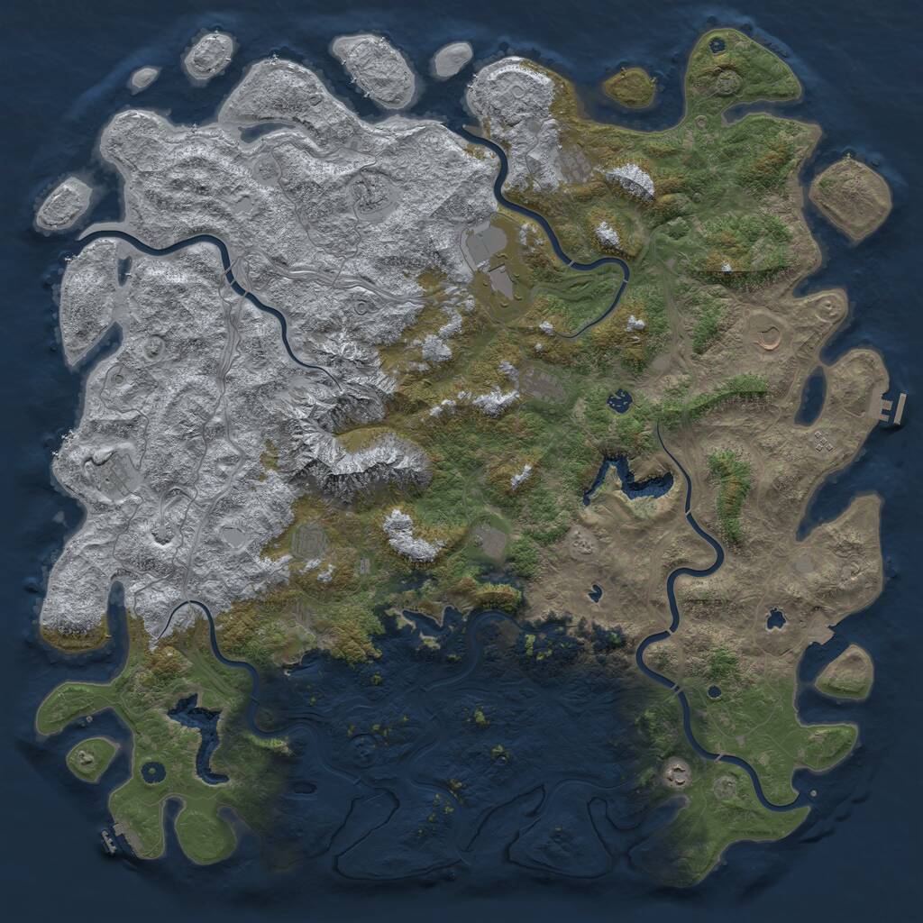 Rust Map: Procedural Map, Size: 6000, Seed: 543512445, 17 Monuments