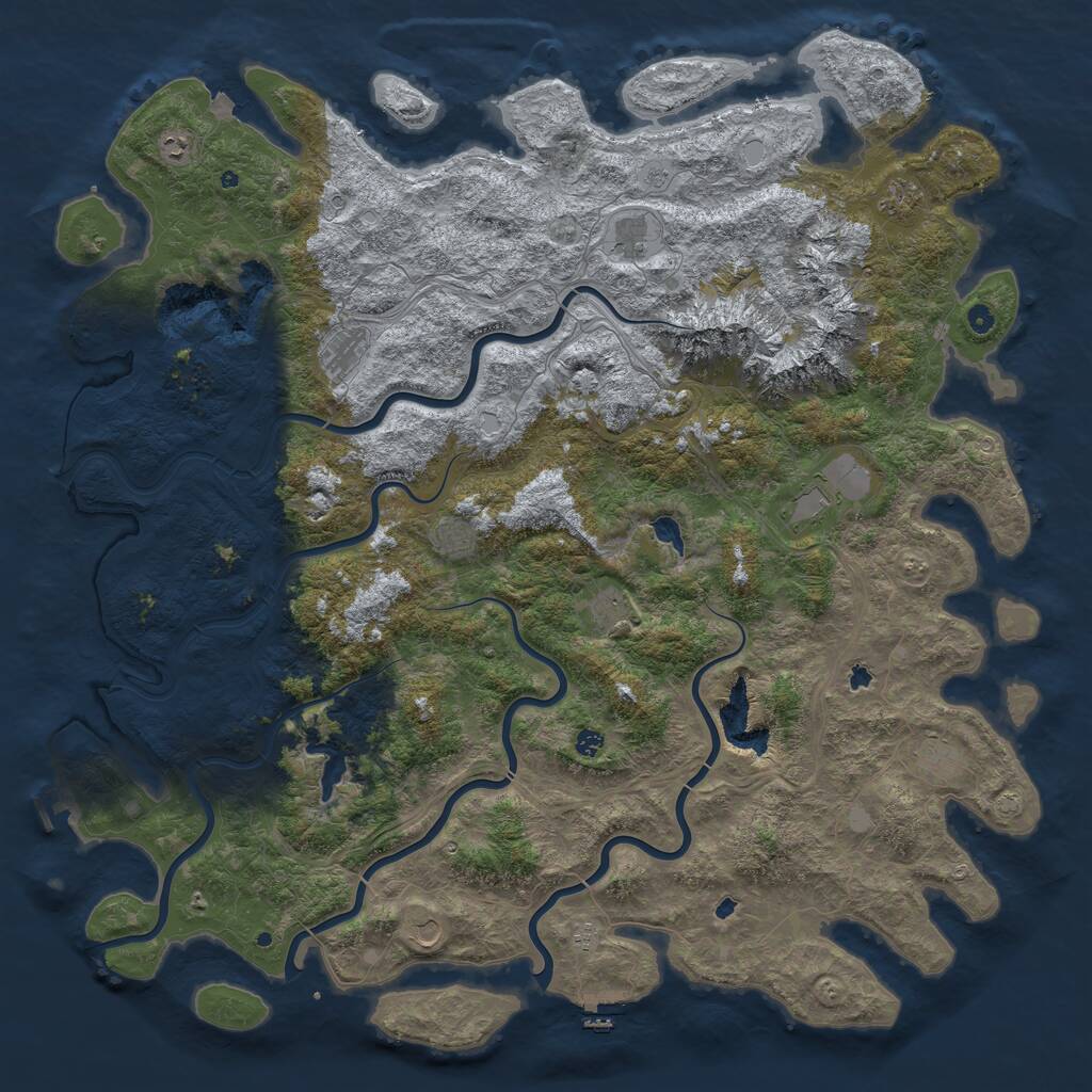 Rust Map: Procedural Map, Size: 6000, Seed: 1164431370, 17 Monuments