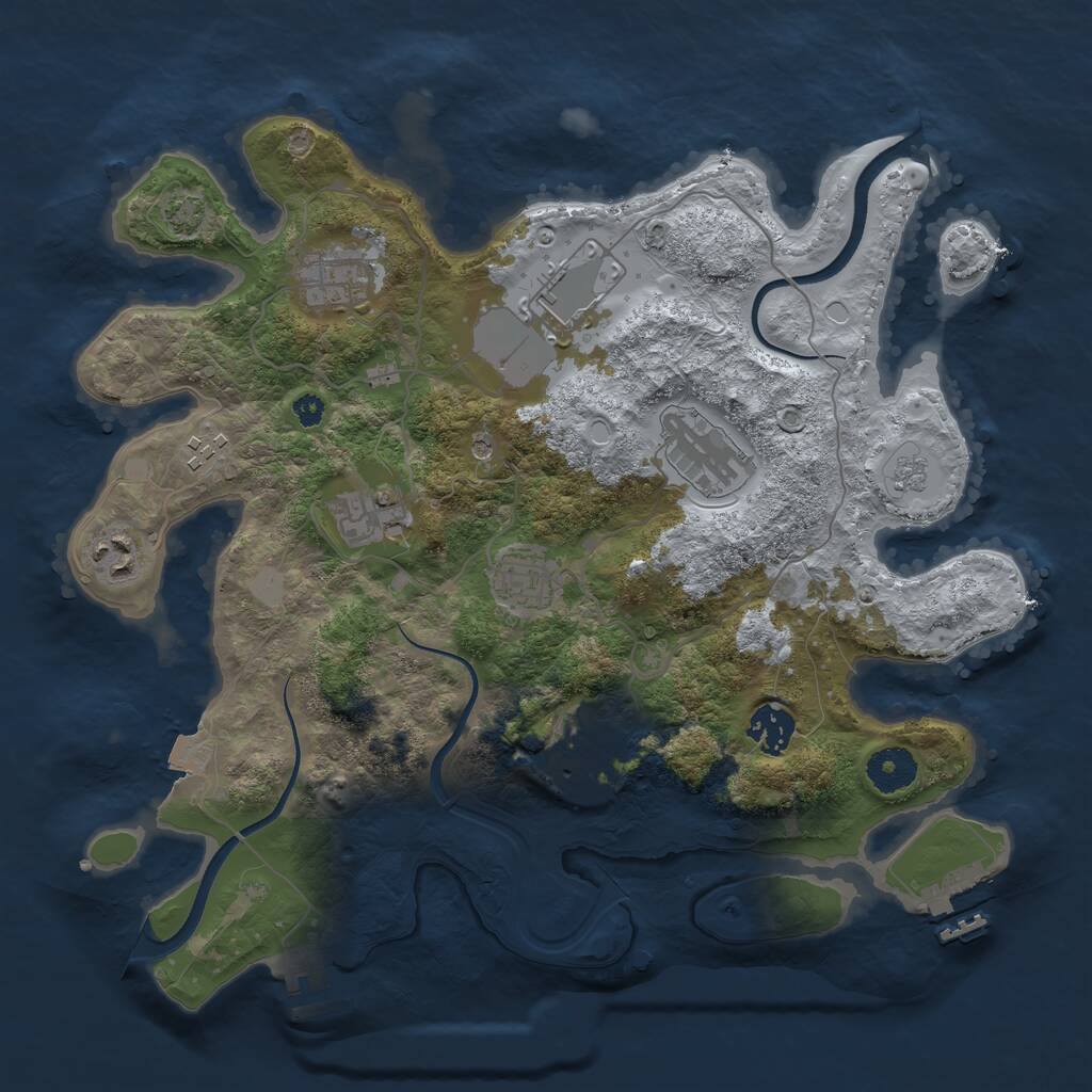 Rust Map: Procedural Map, Size: 3500, Seed: 1046921543, 15 Monuments