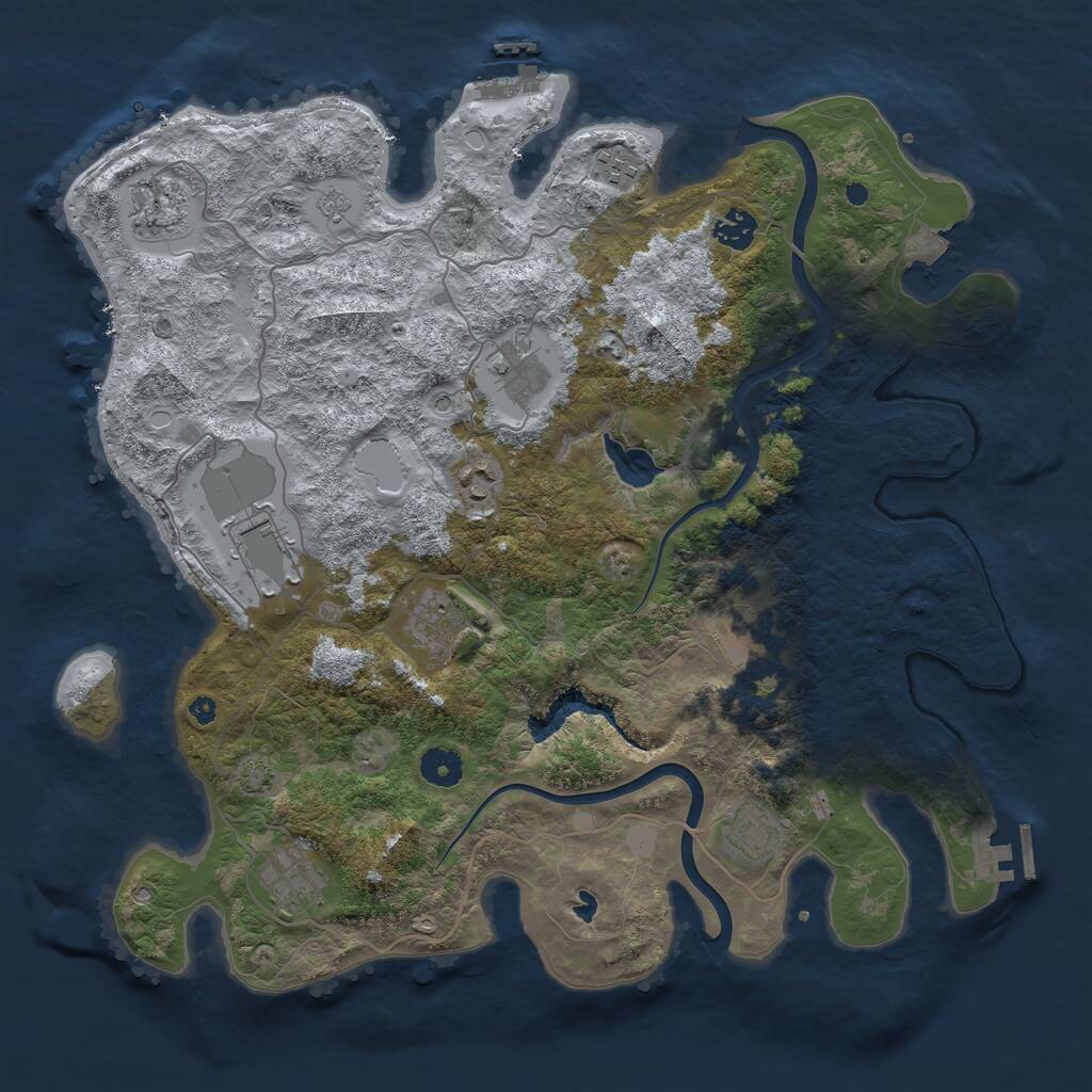 Rust Map: Procedural Map, Size: 4000, Seed: 884203483, 16 Monuments