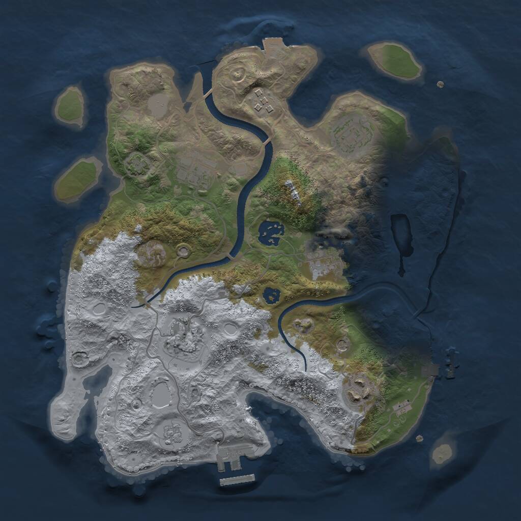Rust Map: Procedural Map, Size: 3000, Seed: 2102153669, 13 Monuments