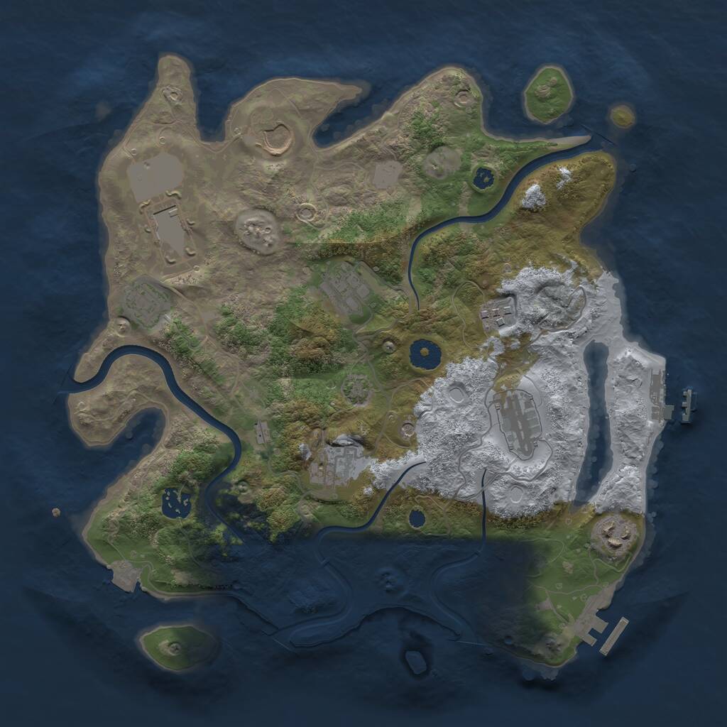 Rust Map: Procedural Map, Size: 3500, Seed: 9112001, 14 Monuments