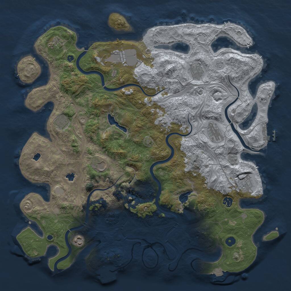 Rust Map: Procedural Map, Size: 4500, Seed: 394804189, 16 Monuments