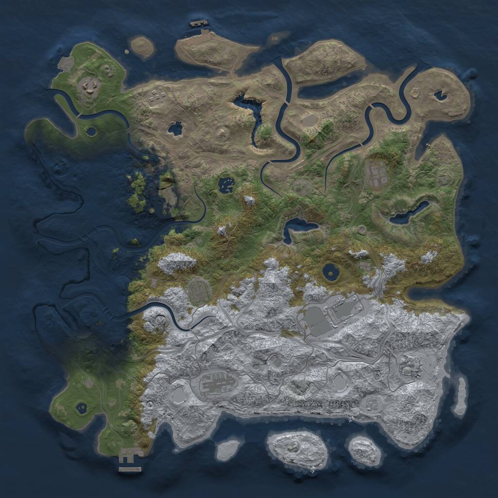 Rust Map: Procedural Map, Size: 4500, Seed: 885522, 15 Monuments