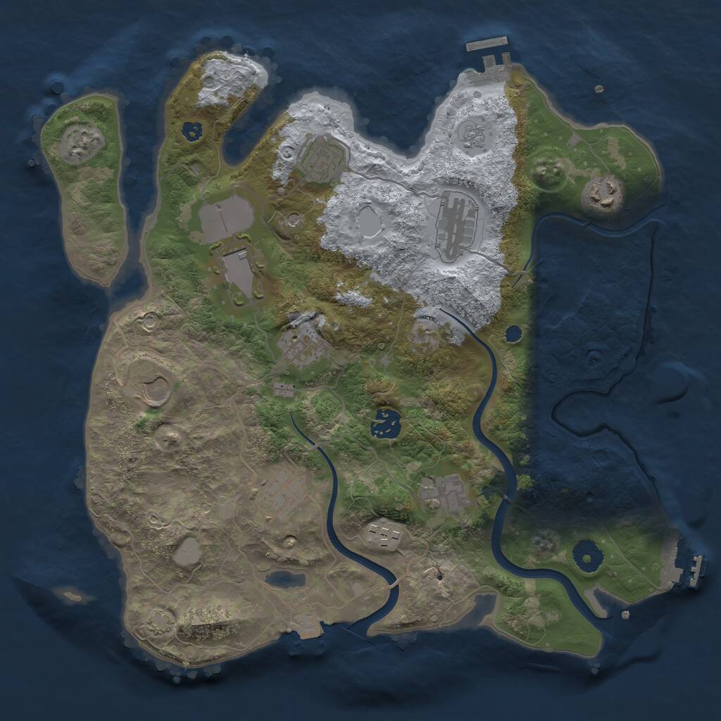 Rust Map: Procedural Map, Size: 3500, Seed: 628822, 16 Monuments