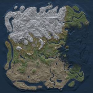 Thumbnail Rust Map: Procedural Map, Size: 6000, Seed: 1867125501, 17 Monuments