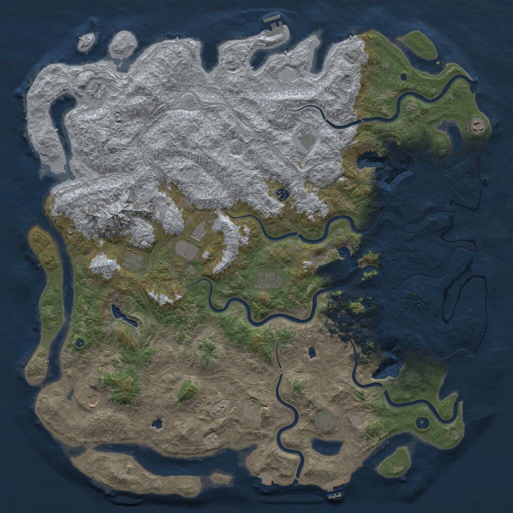 Rust Map: Procedural Map, Size: 6000, Seed: 1867125501, 17 Monuments