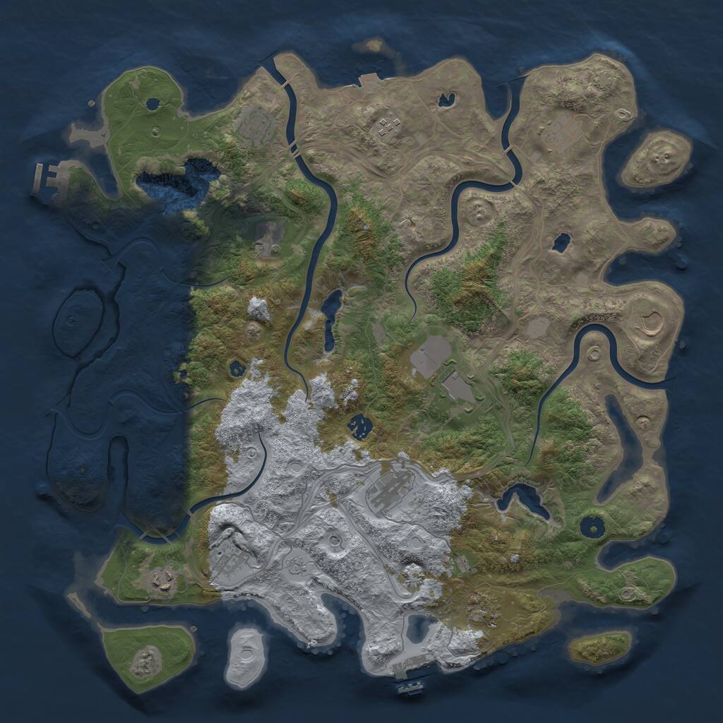 Rust Map: Procedural Map, Size: 4500, Seed: 402364932, 17 Monuments