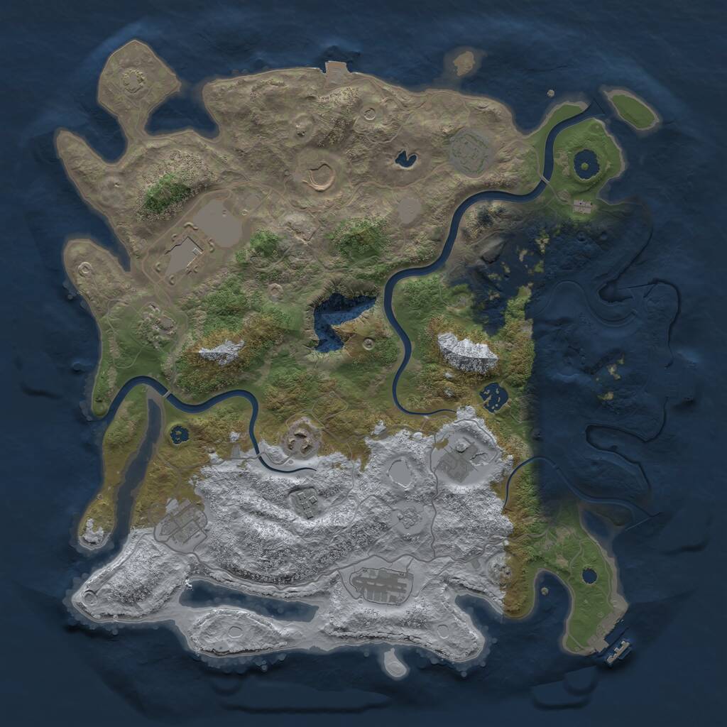 Rust Map: Procedural Map, Size: 4000, Seed: 714474111, 17 Monuments