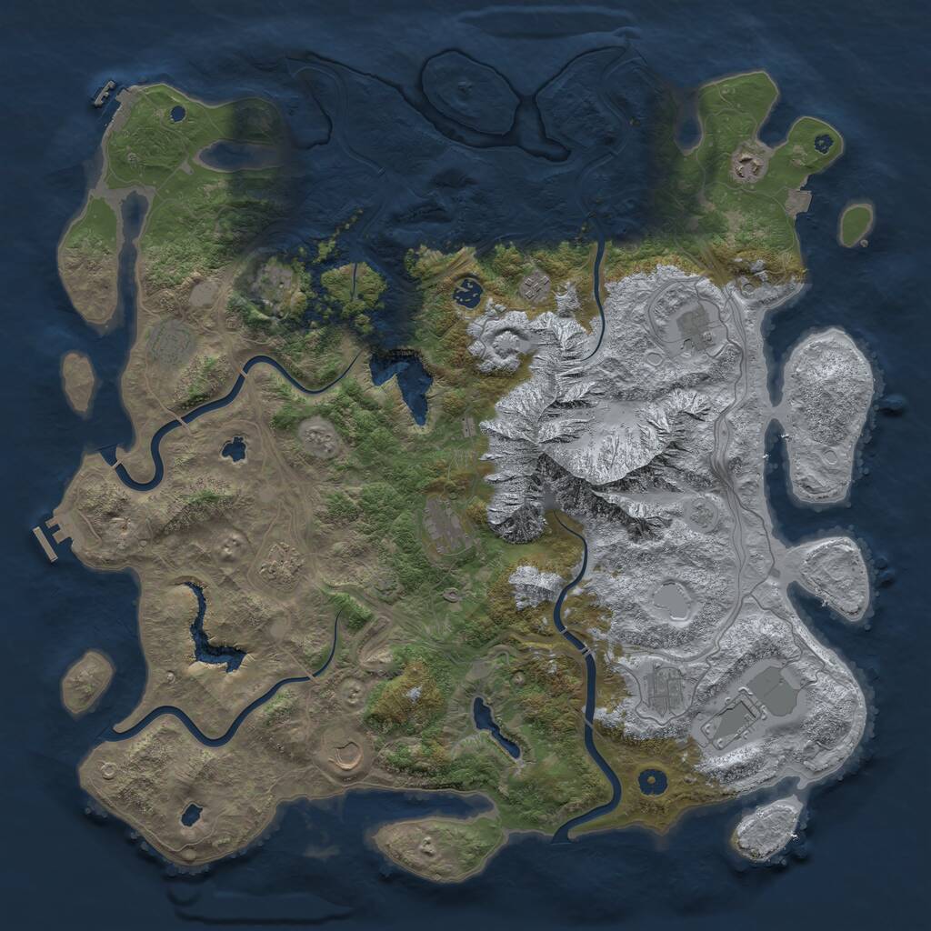 Rust Map: Procedural Map, Size: 5000, Seed: 1024218099, 17 Monuments