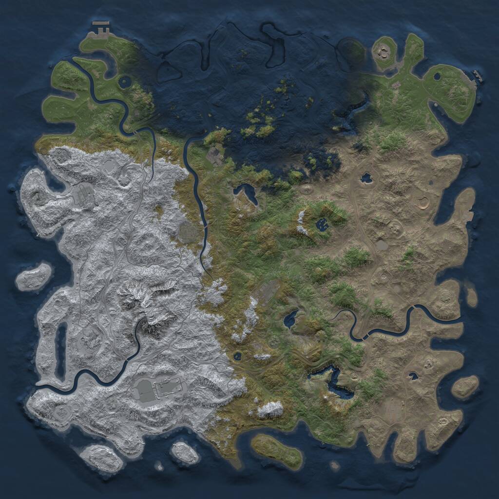 Rust Map: Procedural Map, Size: 6000, Seed: 1266426589, 17 Monuments