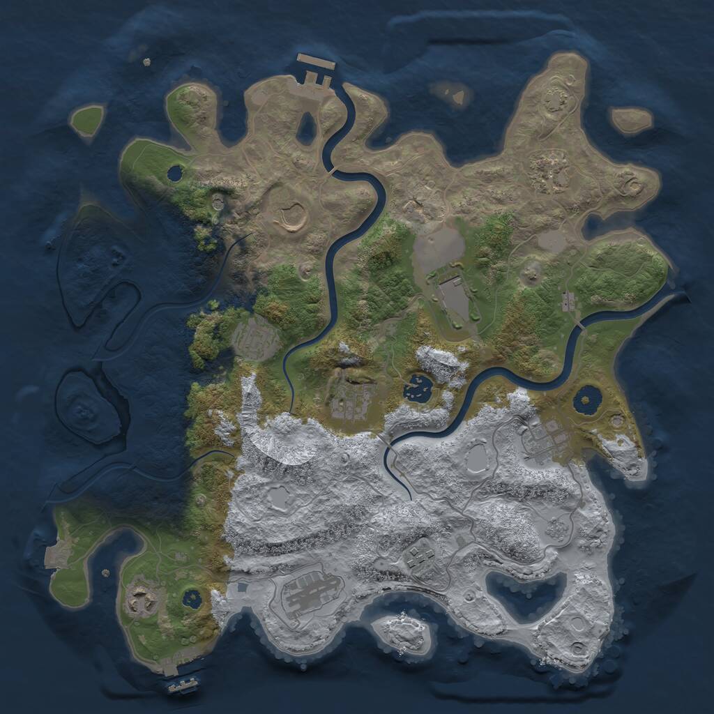 Rust Map: Procedural Map, Size: 3750, Seed: 1790943537, 16 Monuments