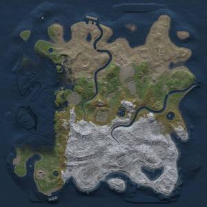 Thumbnail Rust Map: Procedural Map, Size: 3750, Seed: 1790943537, 16 Monuments