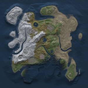 Thumbnail Rust Map: Procedural Map, Size: 3000, Seed: 2133985869, 9 Monuments