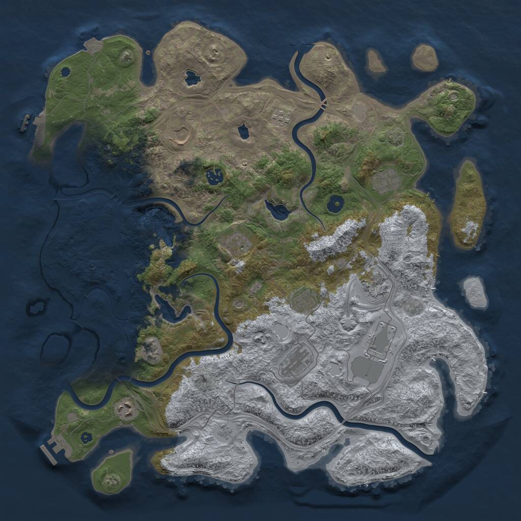 Rust Map: Procedural Map, Size: 4500, Seed: 274382148, 16 Monuments