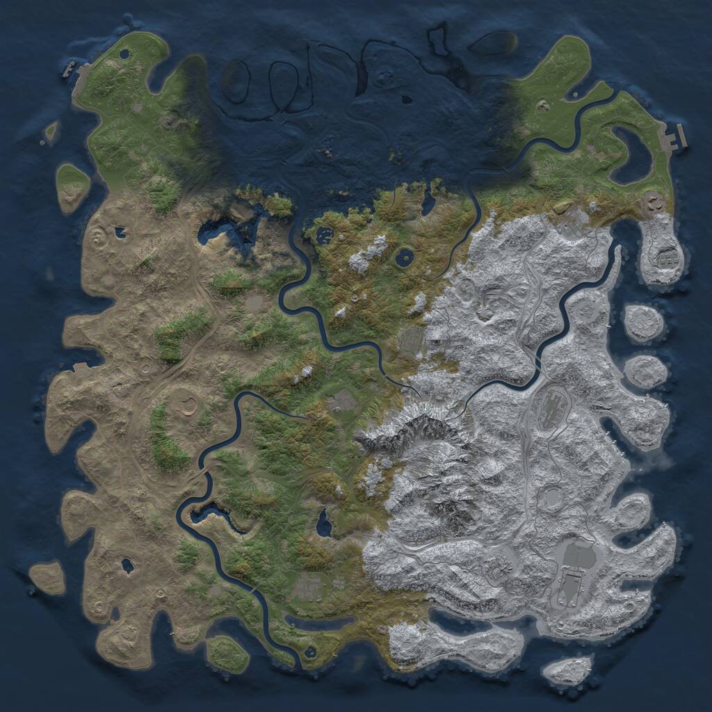Rust Map: Procedural Map, Size: 6000, Seed: 446336643, 17 Monuments