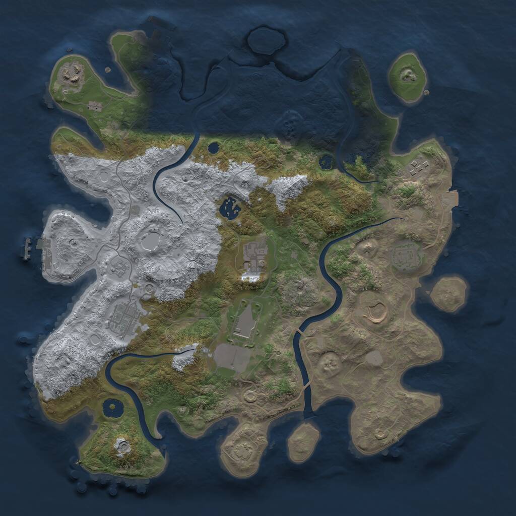 Rust Map: Procedural Map, Size: 3750, Seed: 11943143, 14 Monuments