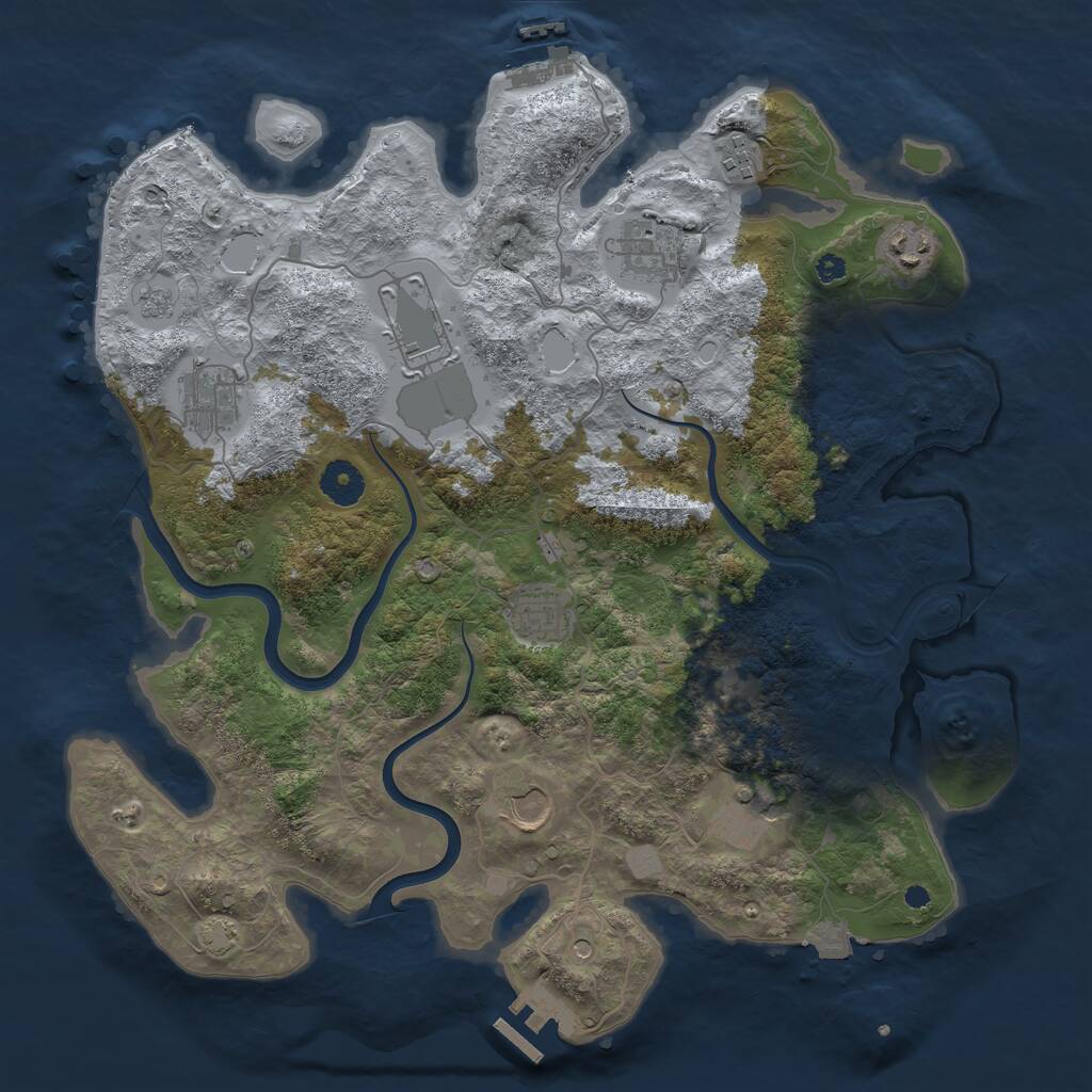 Rust Map: Procedural Map, Size: 3750, Seed: 543913883, 14 Monuments