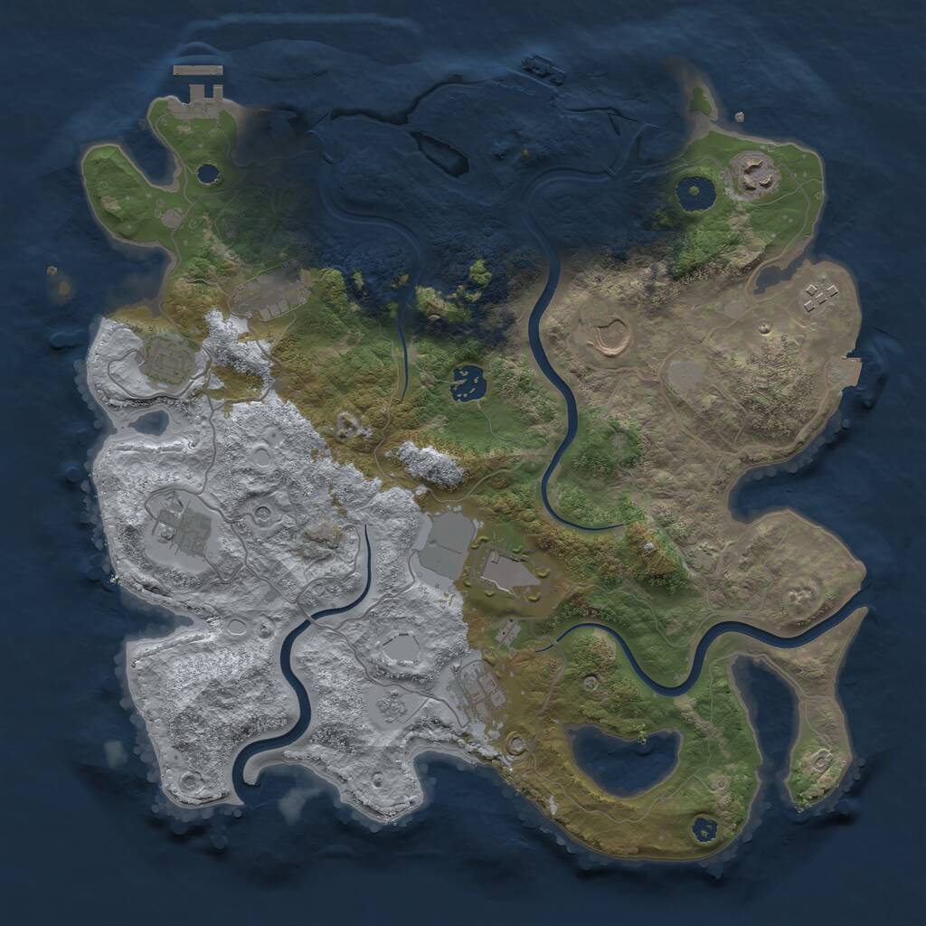 Rust Map: Procedural Map, Size: 3750, Seed: 54321, 15 Monuments