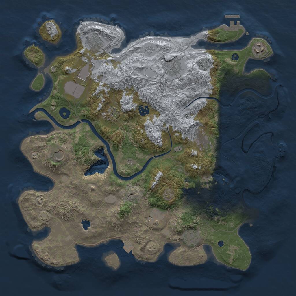Rust Map: Procedural Map, Size: 4000, Seed: 1347325606, 17 Monuments