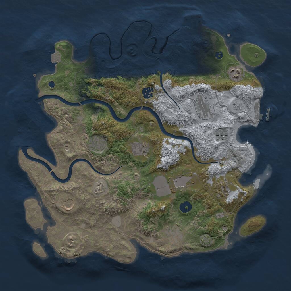 Rust Map: Procedural Map, Size: 3750, Seed: 720654847, 16 Monuments