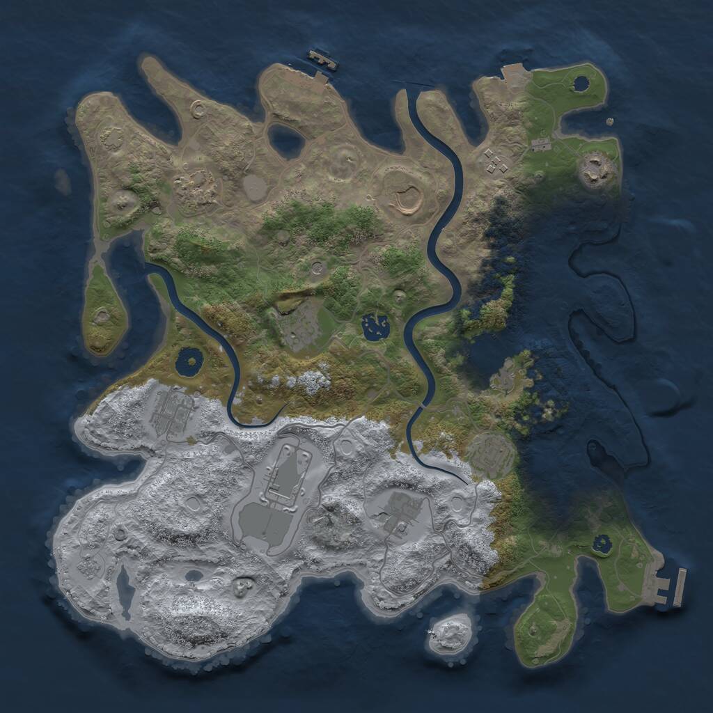 Rust Map: Procedural Map, Size: 3750, Seed: 637819691, 17 Monuments
