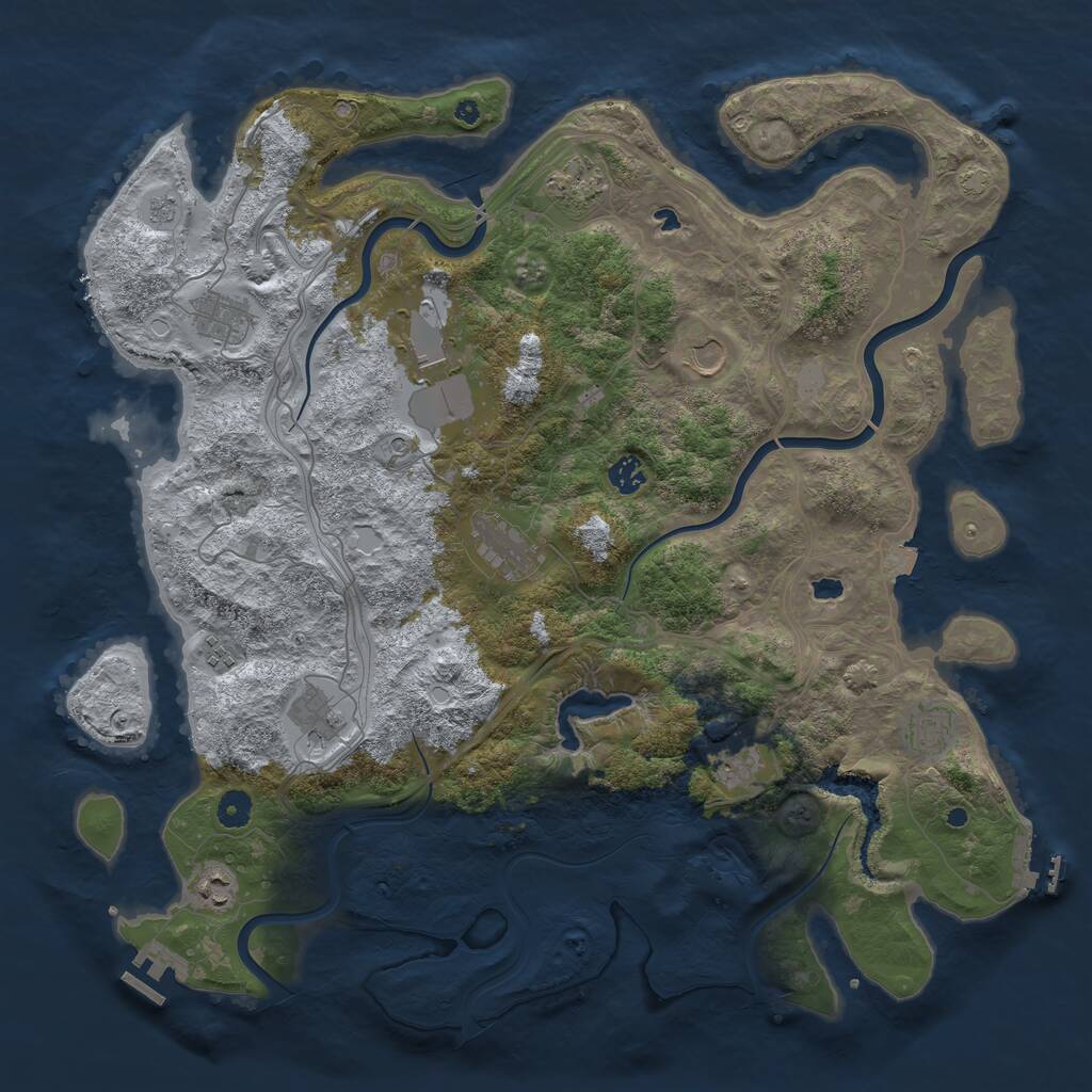 Rust Map: Procedural Map, Size: 4500, Seed: 11381599, 17 Monuments