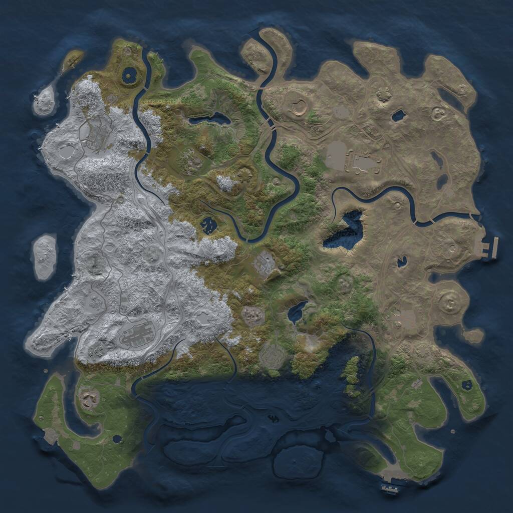 Rust Map: Procedural Map, Size: 4800, Seed: 408395772, 17 Monuments
