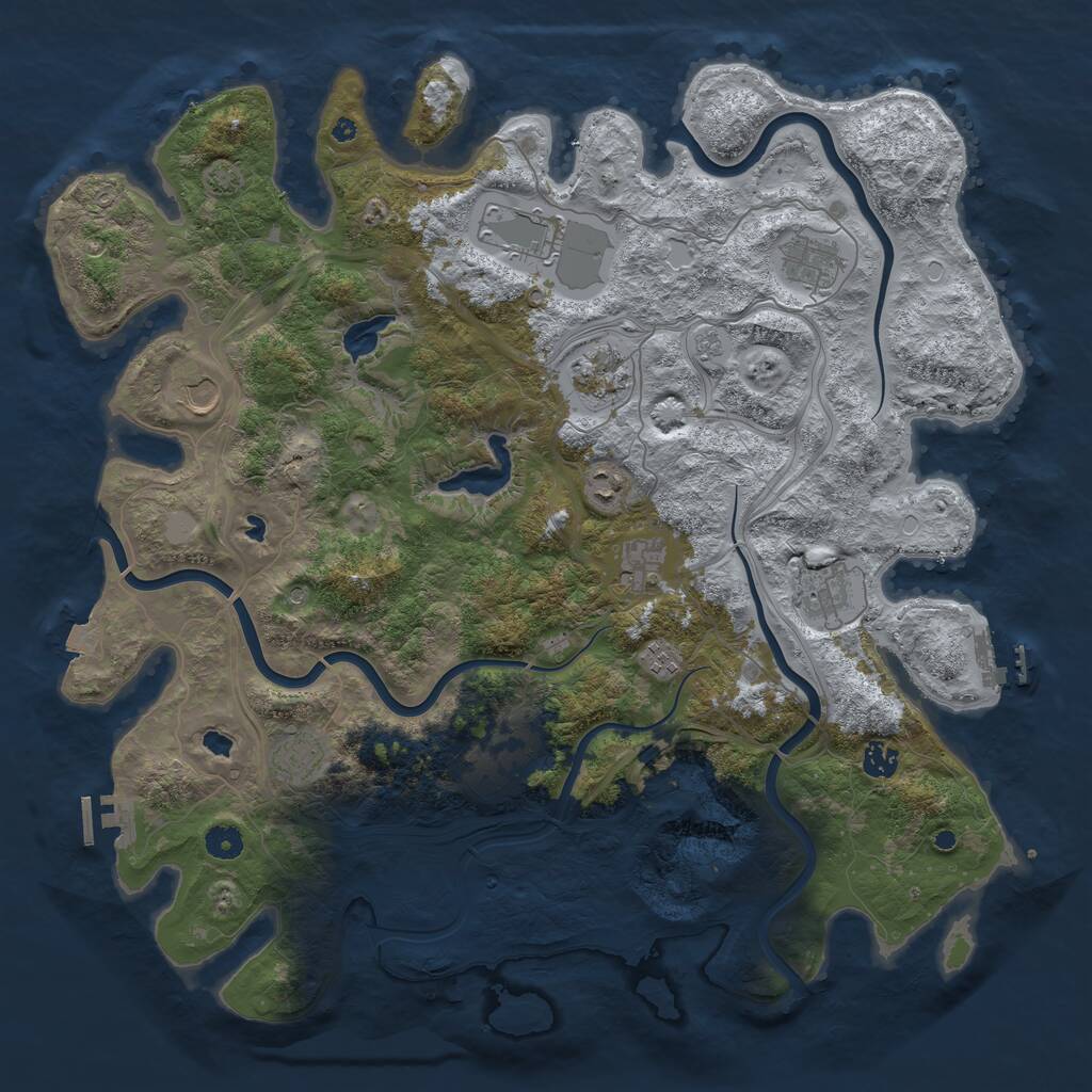 Rust Map: Procedural Map, Size: 4500, Seed: 988495655, 17 Monuments