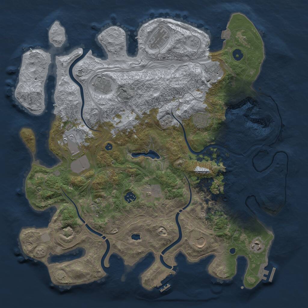 Rust Map: Procedural Map, Size: 4250, Seed: 1824443379, 17 Monuments