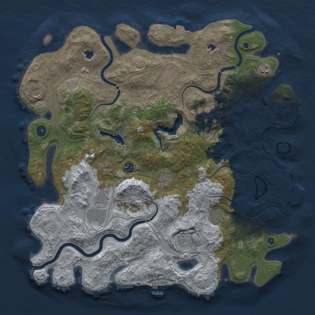 Rust Map: Procedural Map, Size: 4500, Seed: 34234655, 16 Monuments