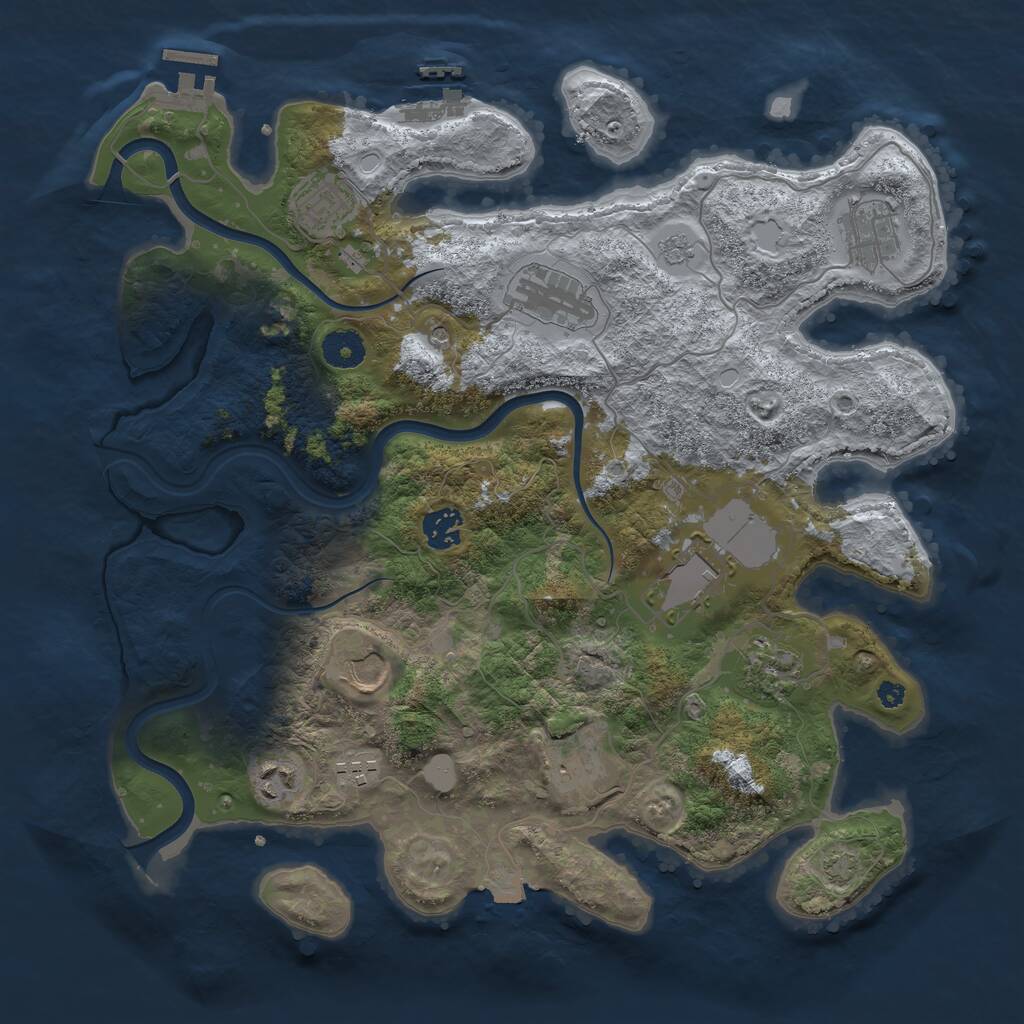 Rust Map: Procedural Map, Size: 3750, Seed: 681268808, 16 Monuments