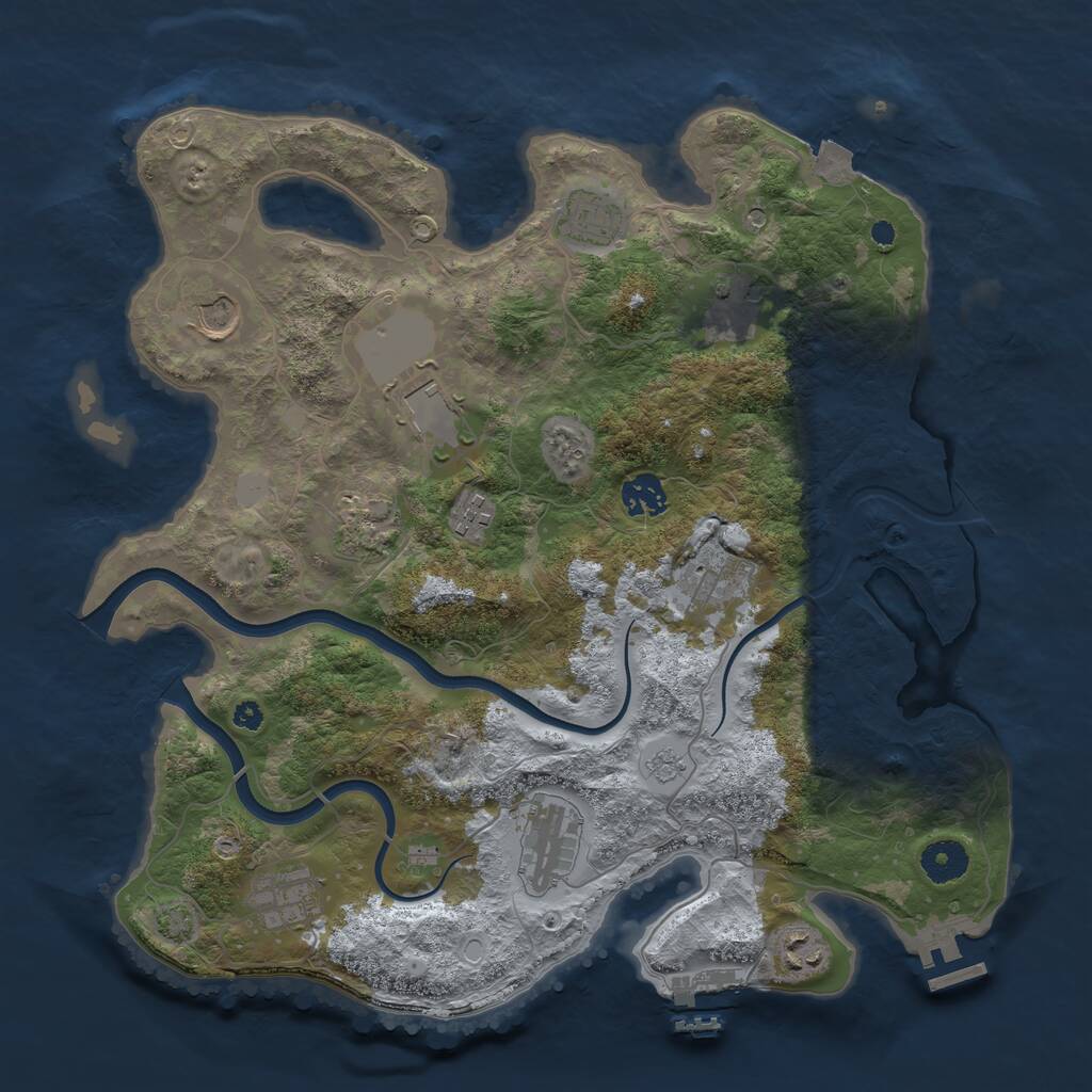 Rust Map: Procedural Map, Size: 3700, Seed: 1338558441, 17 Monuments