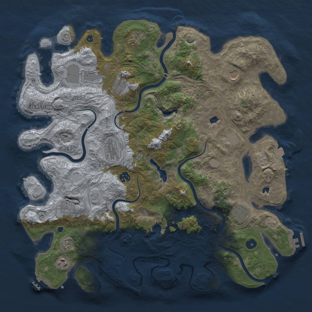 Rust Map: Procedural Map, Size: 4500, Seed: 221204186, 17 Monuments