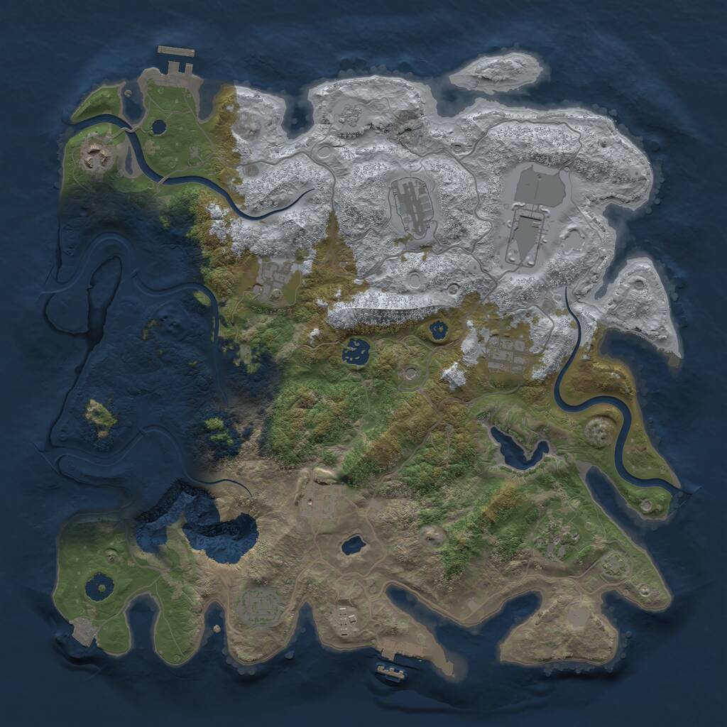 Rust Map: Procedural Map, Size: 4000, Seed: 814844873, 16 Monuments