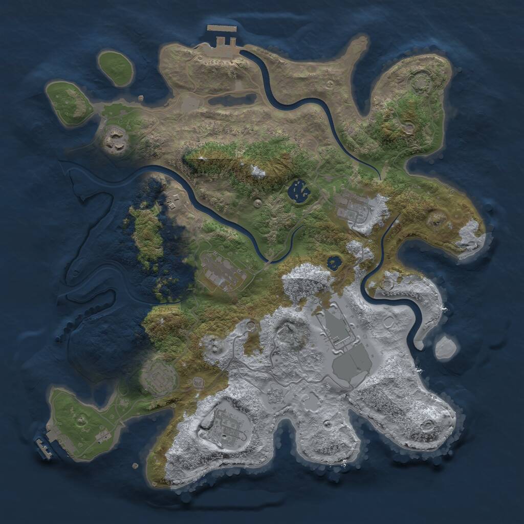Rust Map: Procedural Map, Size: 3600, Seed: 27634, 14 Monuments