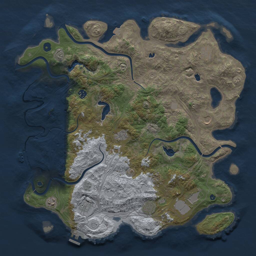 Rust Map: Procedural Map, Size: 4500, Seed: 1734542609, 16 Monuments
